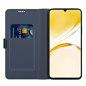 υποδοχή καρτών και μαγνητικό κούμπωμα Flip Wallet από συνθετικό δέρμα και TPU μπλε