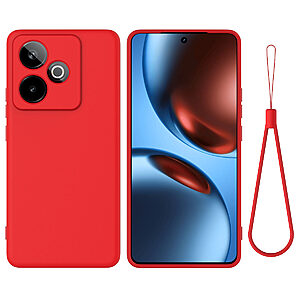 Θήκη Realme GT 7 5G / GT 7T 5G OEM Soft Liquid Silicone Πλάτη σιλικόνης με κορδόνι κόκκινο
