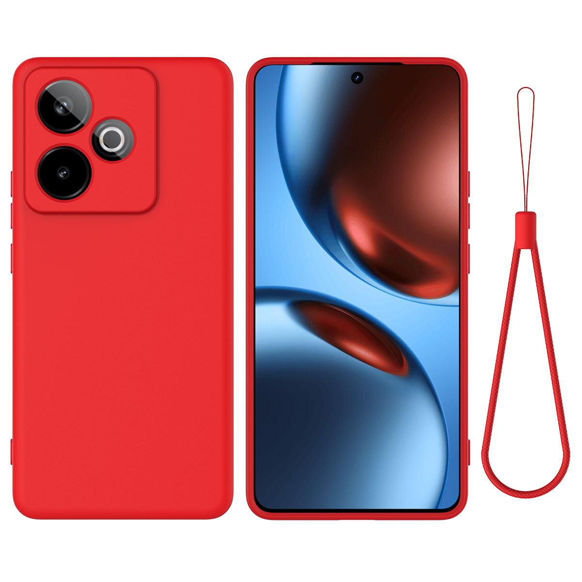 Θήκη Realme GT 7 5G / GT 7T 5G OEM Soft Liquid Silicone Πλάτη σιλικόνης με κορδόνι κόκκινο Θήκη Realme GT 7 5G / GT 7T 5G OEM Soft Liquid Silicone Πλάτη σιλικόνης με κορδόνι κόκκινο