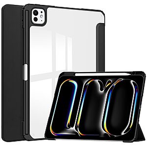 Θήκη iPad Pro (2024) 13" Mad Mask Tri-Fold με ειδική θέση για πενάκι και διάφανη ενισχυμένη πλάτη μαύρο