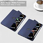 Θήκη iPad Pro (2024) 13" Mad Mask Tri-Fold με ειδική θέση για πενάκι και διάφανη ενισχυμένη πλάτη μπλε σκούρο - Image 3