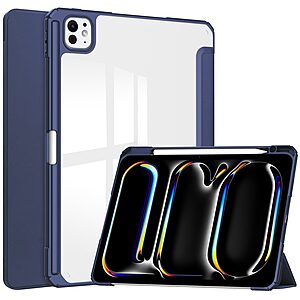 Θήκη iPad Pro (2024) 13" Mad Mask Tri-Fold με ειδική θέση για πενάκι και διάφανη ενισχυμένη πλάτη μπλε σκούρο