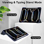 Θήκη iPad Pro (2024) 13" Mad Mask Tri-Fold με ειδική θέση για πενάκι και διάφανη ενισχυμένη πλάτη μπλε σκούρο - Image 4