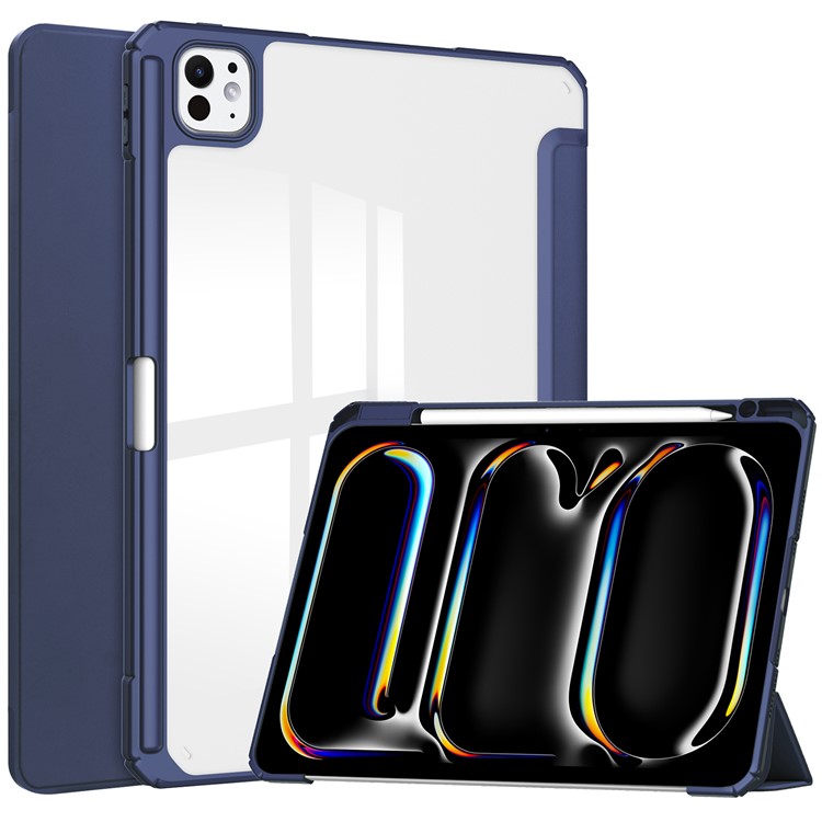 Θήκη iPad Pro (2024) 13" Mad Mask Tri-Fold με ειδική θέση για πενάκι και διάφανη ενισχυμένη πλάτη μπλε σκούρο Θήκη iPad Pro (2024) 13" Mad Mask Tri-Fold με ειδική θέση για πενάκι και διάφανη ενισχυμένη πλάτη μπλε σκούρο