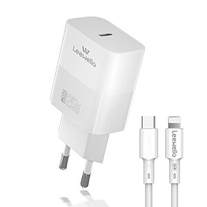 Leewello Fast Charger Kit 1 x φορτιστής (PD) 25W Fast Charger με 1 x Type-C και καλώδιο 30W USB-C σε lightning (LW-CDQ19) - λευκός