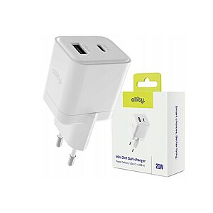 Φορτιστής τοίχου Allity GaN PD QC ATC-01-20WAC 1x USB-c 1x USB-a 20W λευκός