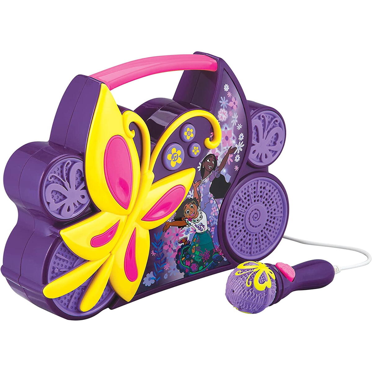 81CrjgfVQ9L._AC_SL1500_-1-compress eKids Encanto Boombox Karaoke & Ενσύρματο Μικρόφωνο για παιδιά με ενσωματωμένη μουσική, φωτισμό, Sound Effects (EN-115) (Κίτρινο/Μωβ/Ροζ) - Image 1