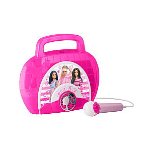 eKids Barbie Boombox Karaoke & Ενσύρματο Μικρόφωνο για παιδιά με ενσωματωμένη μουσική, φωτισμό, Sound Effects (BE-115) (Μωβ/Λευκό)
