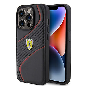 Ferrari Twist Metal Logo Hard Case Θήκη προστασίας από δερματίνη – iPhone 15 Pro (Black – FEHCP15LPTWK)