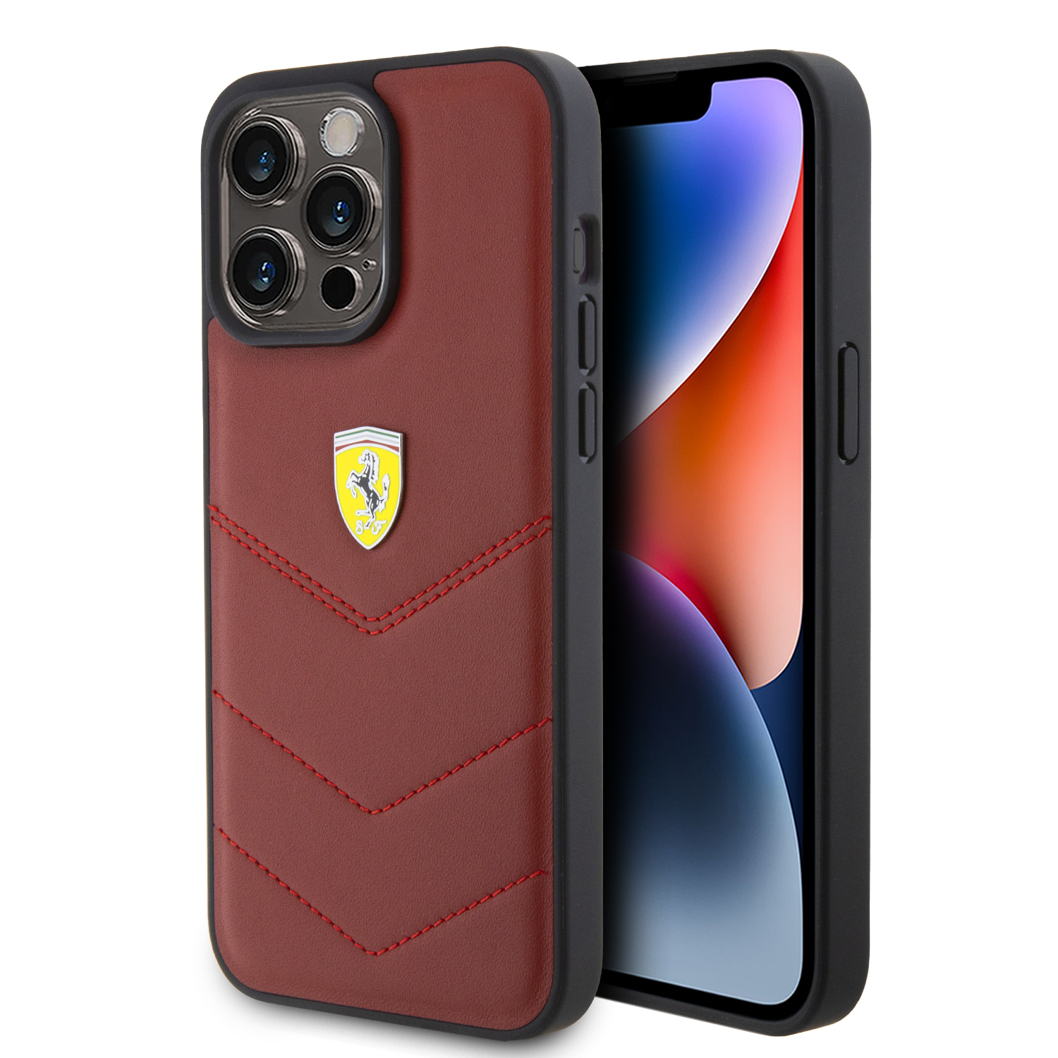 FEHCP15XRDUR_1 Ferrari Leather Stitched Lines – Θήκη προστασίας για iPhone 15 Pro Max (Red – FEHCP15XRDUR) - Image 1