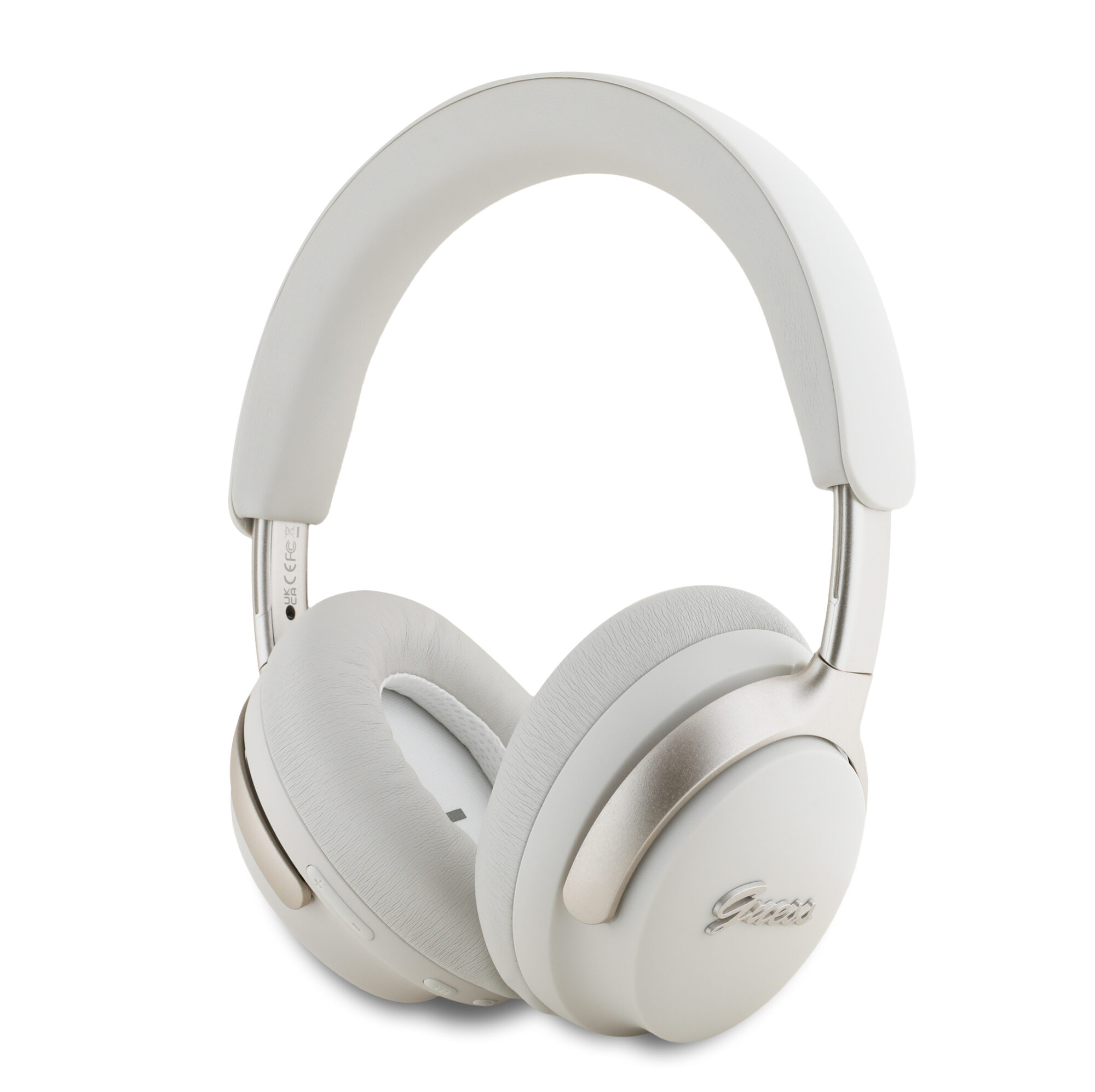 GUBHC22PSFCSME_1 Guess Metal Script Logo Bluetooth ANC/ENC Headphones (Beige - GUBHC22PSFCSME) - Image 1