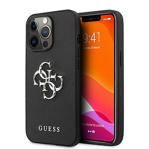 Guess "4G Logo Collection" Hard Case PU Leather Θήκη προστασίας από δερματίνη – iPhone 13 Pro (Μαύρη)