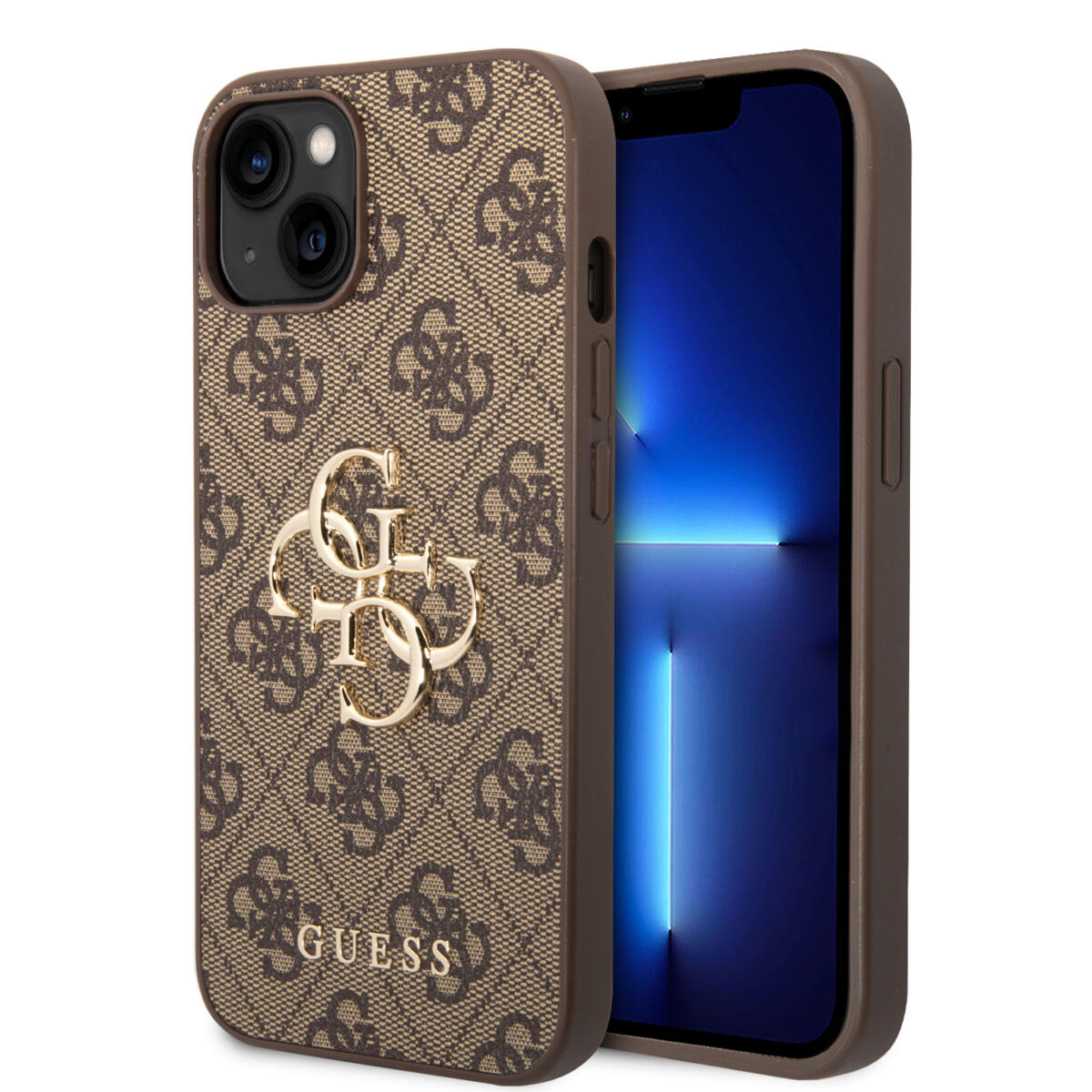 GUHCP14M4GMGBR_1-compress Guess "4G Logo Collection" Hard Case PU Leather Θήκη προστασίας από δερματίνη – iPhone 14 Plus (Καφέ) - Image 1