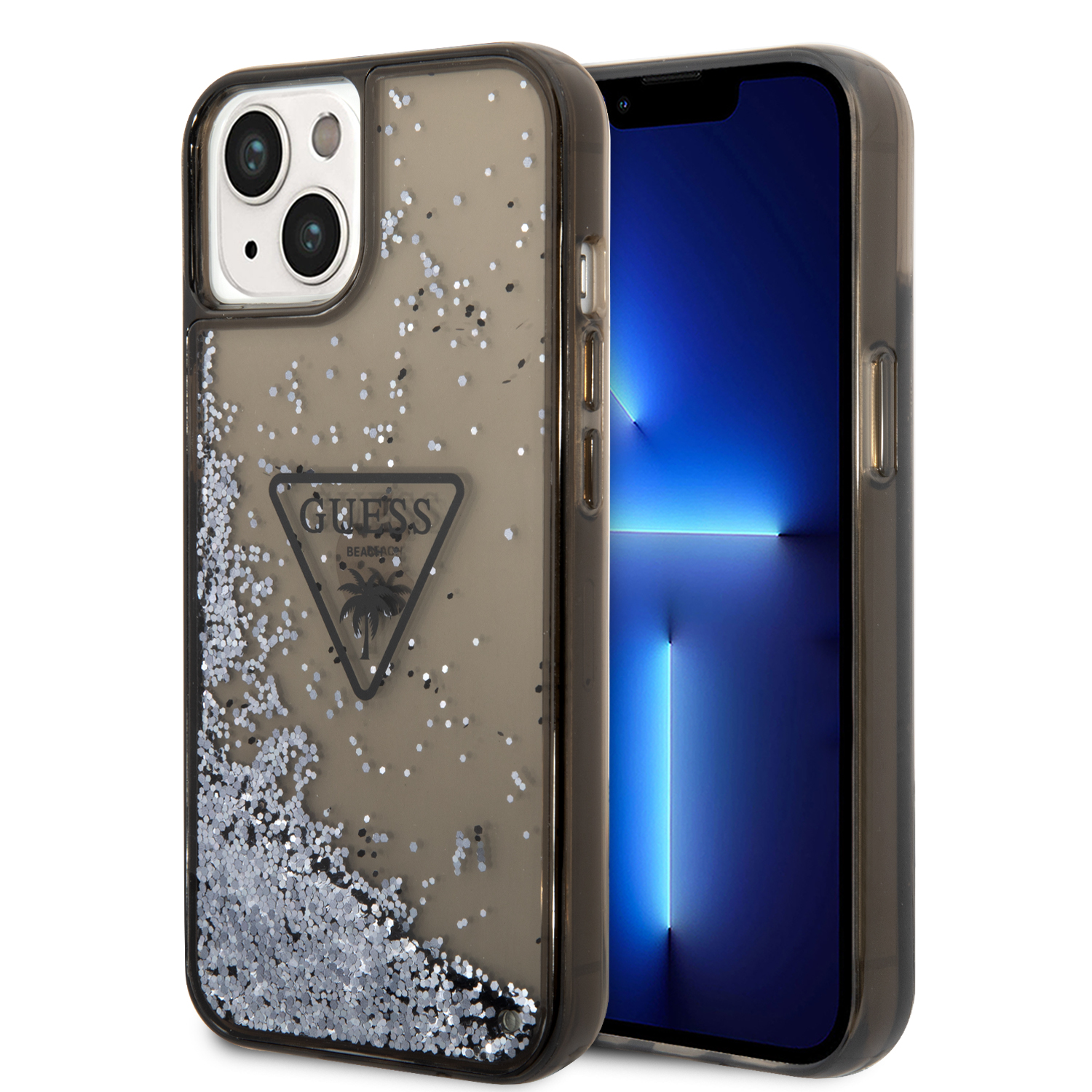 GUHCP14MLFCTPK_1 Guess “Metallic Triangle Glitter Logo Collection” Θήκη προστασίας από σιλικόνη – iPhone 14 Plus (Black – GUHCP14MLFCTPK) - Image 1