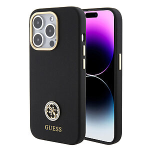 Guess "4G Strass Logo Collection" Case Θήκη προστασίας από σιλικόνη – iPhone 15 Pro (Black – GUHCP15LM4DGPK)