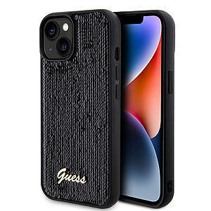 Guess "Sequin Script Metal" Hard Case iPhone 15 (Black – GUHCP15SPSFDGSK)