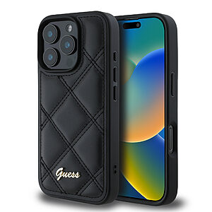 Guess “Quilted Metal Logo Collection” Case Θήκη προστασίας από δερματίνη – iPhone 16 Pro (Μαύρο – GUHCP16LPSQSQSK)
