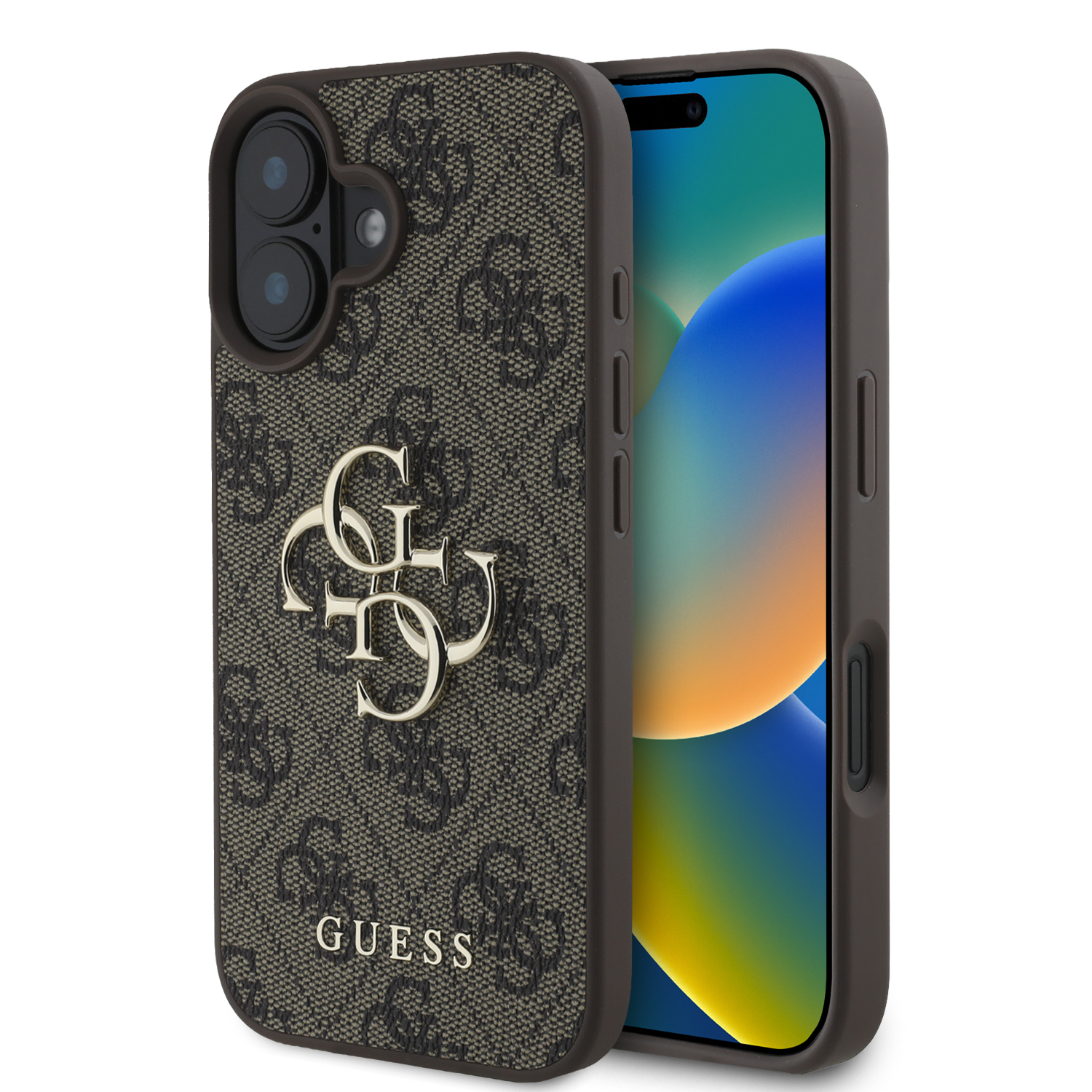 GUHCP16S4GMGBR_1 Guess “4G Logo Collection” Hard Case PU Case Θήκη προστασίας από δερματίνη – iPhone 16 (Καφε – GUHCP16S4GMGBR) - Image 1