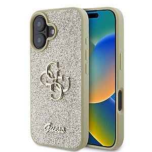 Guess Fixed Glitter Big 4G Logo Case Θήκη προστασίας από σιλικόνη – iPhone 16 (Χρυσό – GUHCP16SHG4SGD)