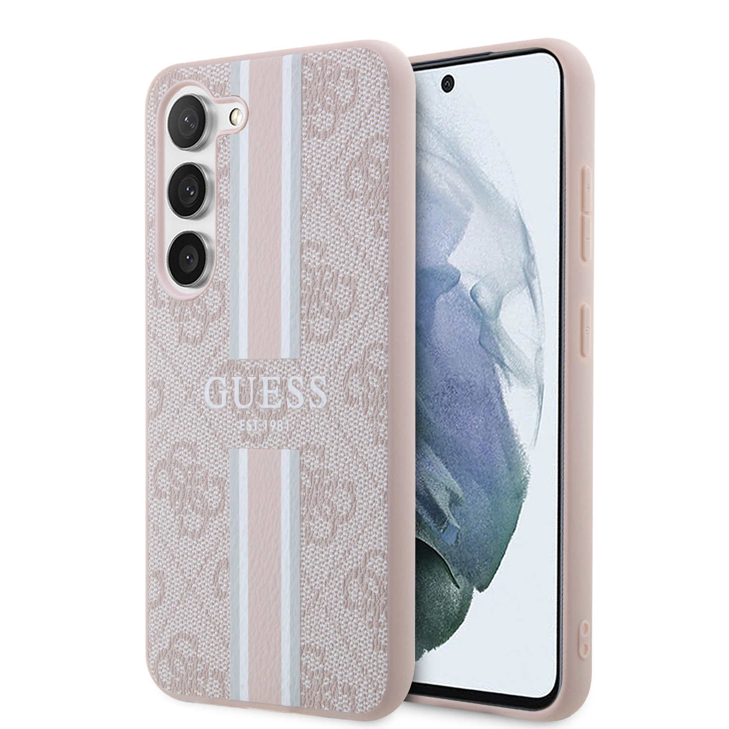 GUHCS23SP4RPSP_1 Guess "4G Logo Collection" Samsung Galaxy S23- S911 Printed Stripe - Θηκη Προστασίας απο δερματίνη (Ροζ) - Image 1