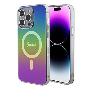 Guess Iridescent Magsafe Case Πολύχρωμη θήκη προστασίας από σκληρό πλαστικό – iPhone 15 Pro (Rainbow Black – GUHMP15LHITSK)