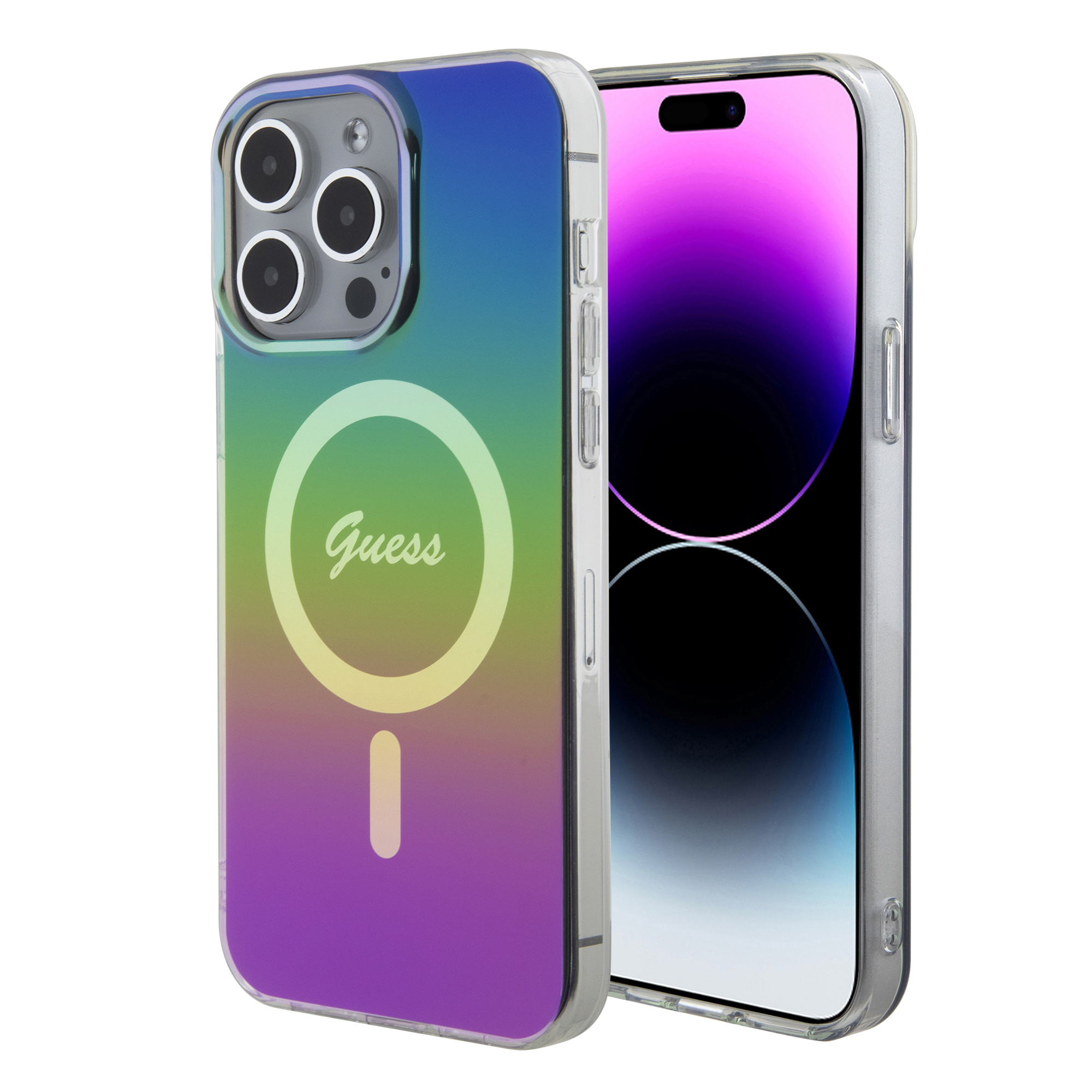 GUHMP15XHITSK_1 Guess Iridescent Magsafe Case Πολύχρωμη θήκη προστασίας από σκληρό πλαστικό – iPhone 15 Pro Max (Rainbow Black – GUHMP15XHITSK) - Image 1