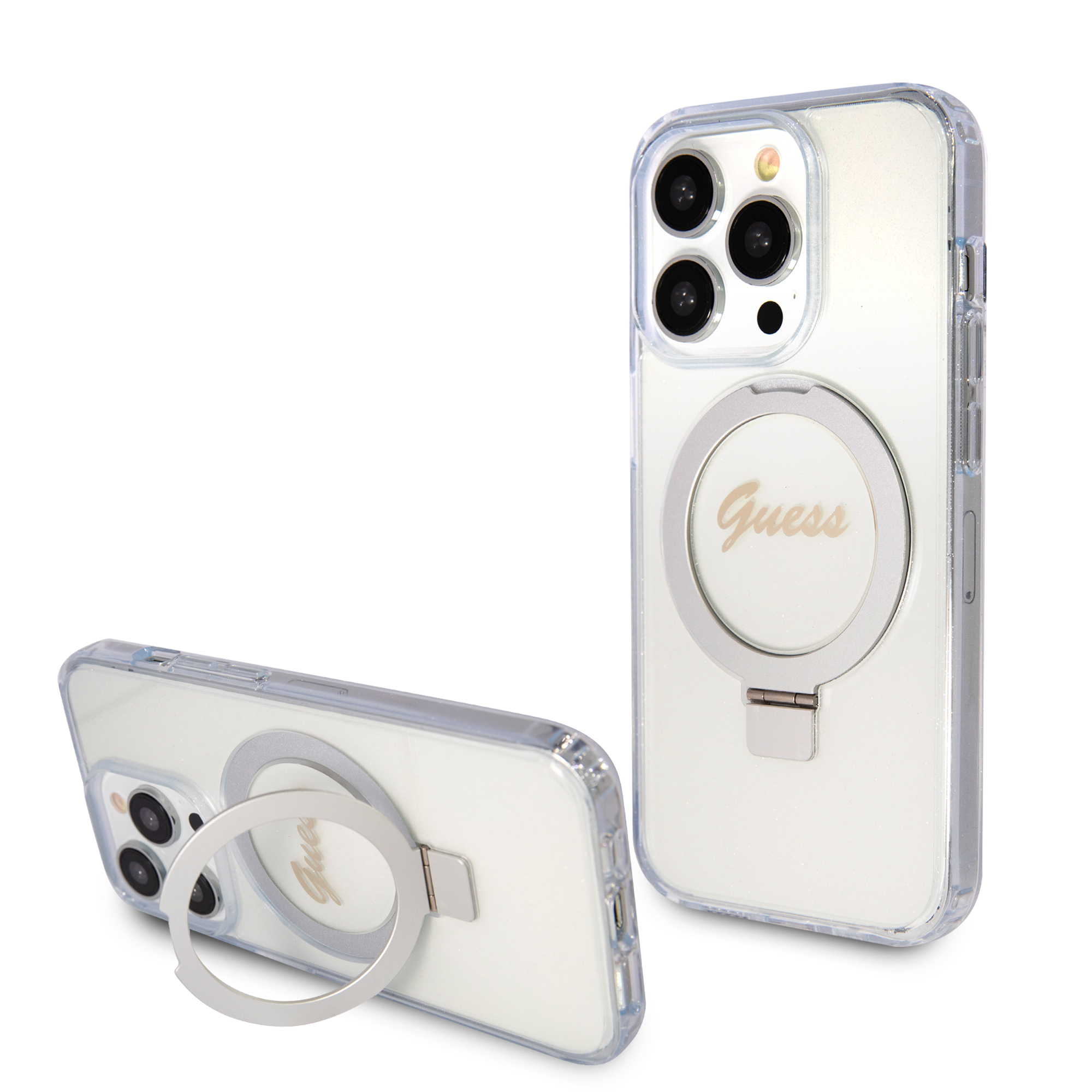 GUHMP15XHRSGSD_1 Guess MagSafe Ring Stand Glitter Hard Case Θήκη προστασίας από σιλικόνη – iPhone 15 Pro Max (Διάφανη – GUHMP15XHRSGSD) - Image 1