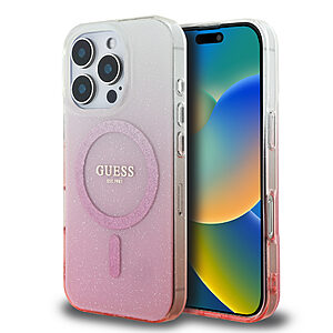 Guess Magsafe “Glitter Gradient” Hard Case Θήκη προστασίας από σκληρό πλαστικό – iPhone 16 Pro (Ροζ – GUHMP16LHGRCELP)