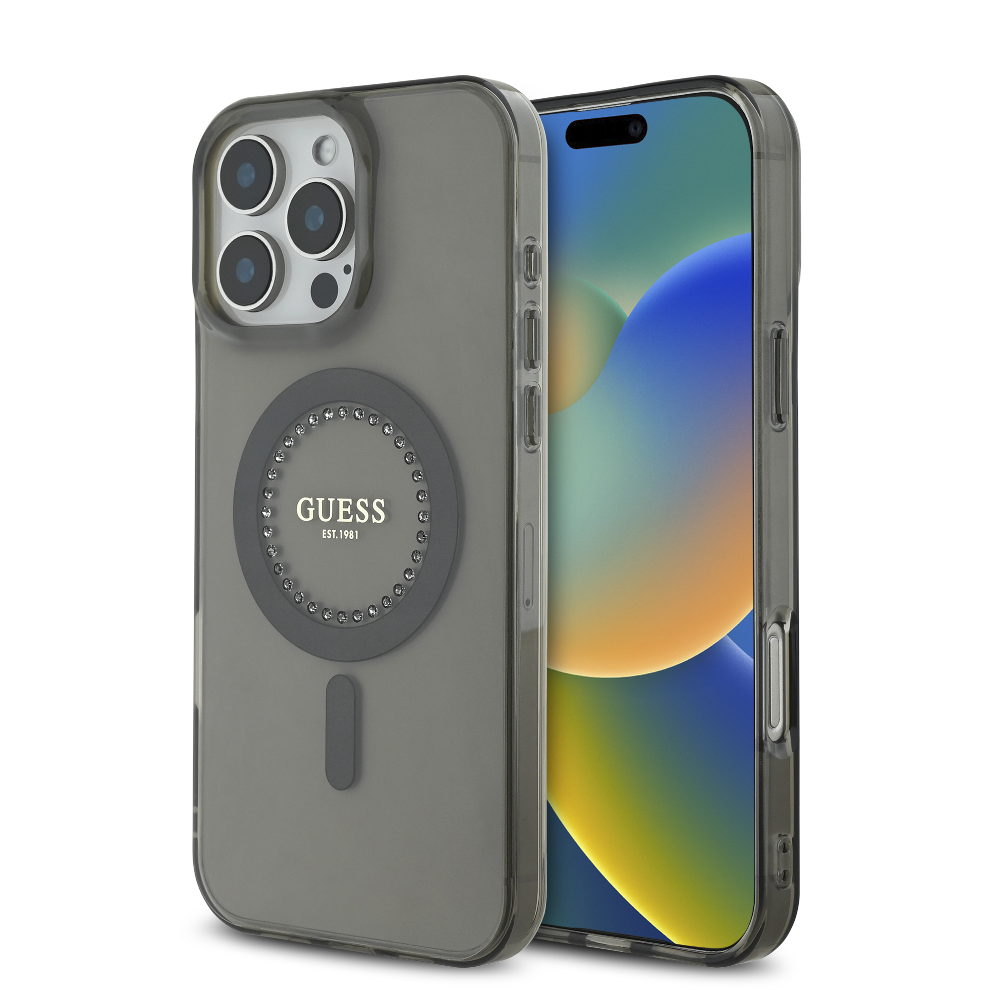 GUHMP16LPFTDTEK_1 Guess Magsafe “Rhinestones” Hard Case Θήκη προστασίας από σκληρό πλαστικό – iPhone 16 Pro (Μαύρο – GUHMP16LPFTDTEK) - Image 1