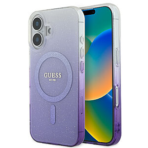 Guess Magsafe “Glitter Gradient” Hard Case Θήκη προστασίας από σκληρό πλαστικό – iPhone 16 (Μωβ – GUHMP16SHGRCELU)