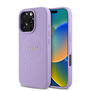 Guess Magsafe “Saffiano Collection" Hard Case Θήκη προστασίας από δερματίνη – iPhone 16 Pro Max (Μωβ – GUHMP16XPSAHMCU)