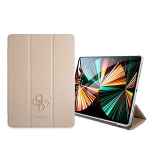 Guess 4G Logo Saffiano Collection Book Cover Θήκη κατάλληλη για Apple iPad Pro 2021 12,9" (Gold - GUIC12PUSASGO)