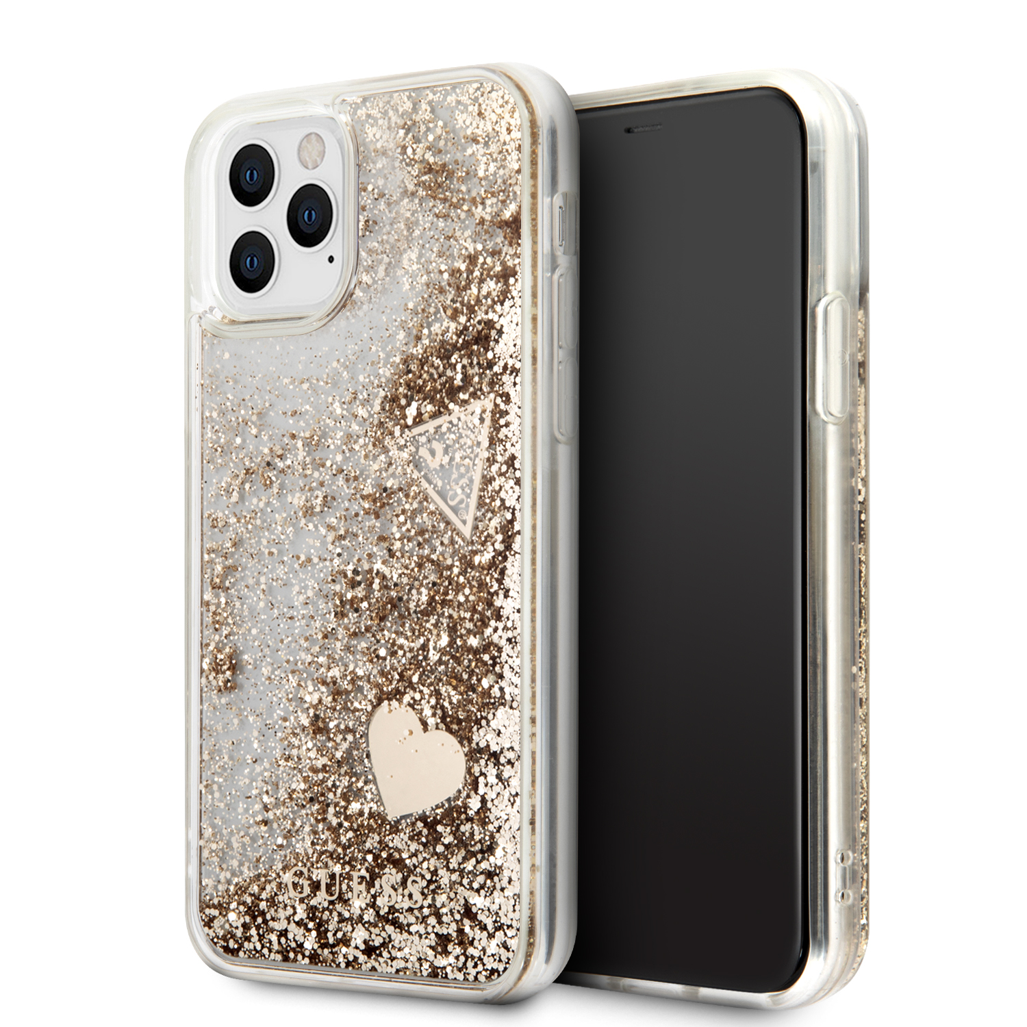GUOHCN58GLHFLGO_1 Guess “4G Logo Collection” Θηκη Προστασιας – iPhone 11 Pro (Clear/Glitter Gold) - Image 1