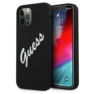 Guess "Vintage Script Logo Collection" Σκληρή Θήκη προστασίας από σιλικόνη – iPhone 12 Pro Max (Μαύρο/Λευκό)