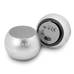 Guess Mini Φορητό Αλουμινένιο Ηχείο Bluetooth 3W με 4 ώρες αυτονομία (ασημί)