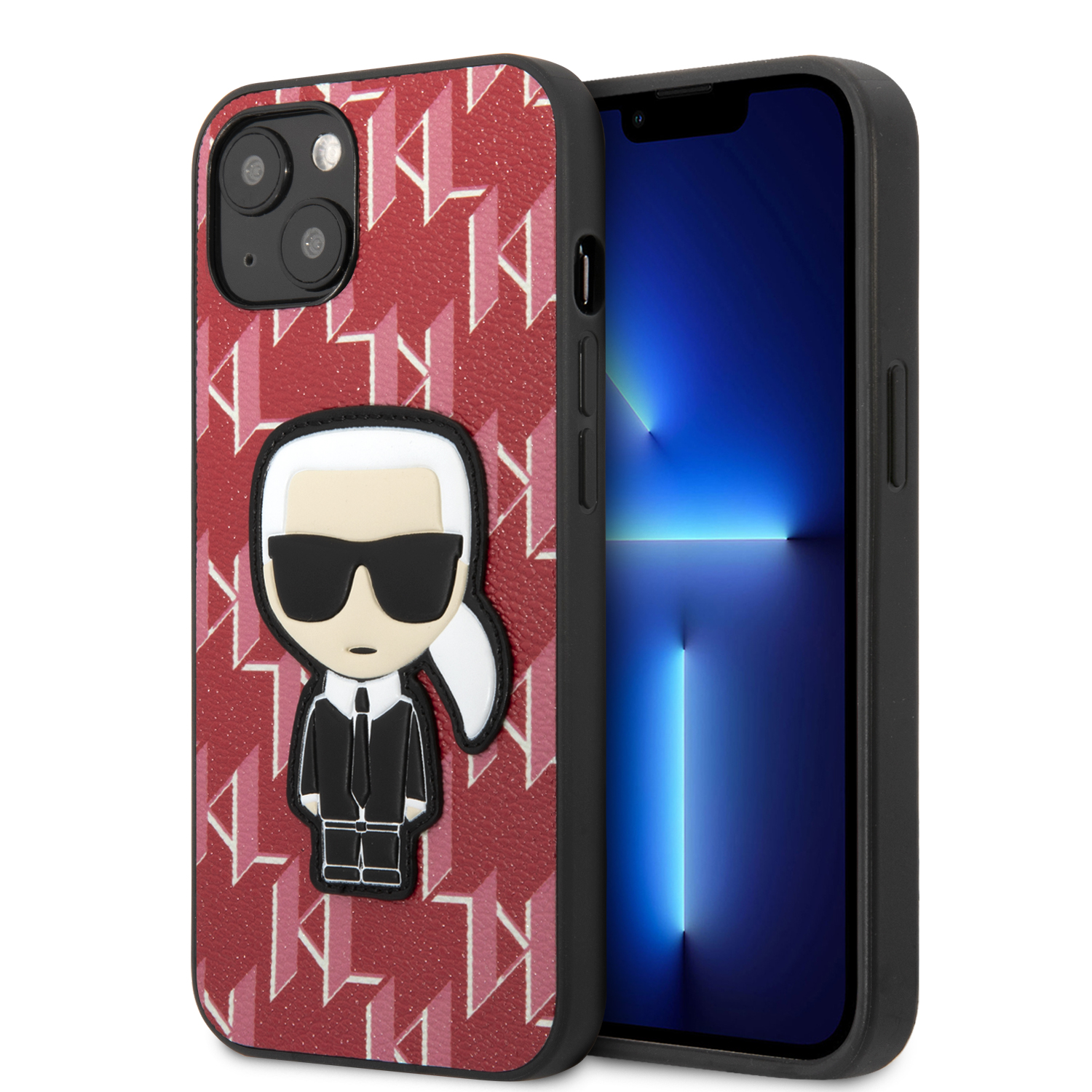 KLHCP13MPMNIKPI_1 Karl Lagerfeld Monogram Ikonik Patch Case Θήκη προστασίας από δερματίνη – iPhone 13 (Κόκκινο – KLHCP13MPMNIKPI) - Image 1