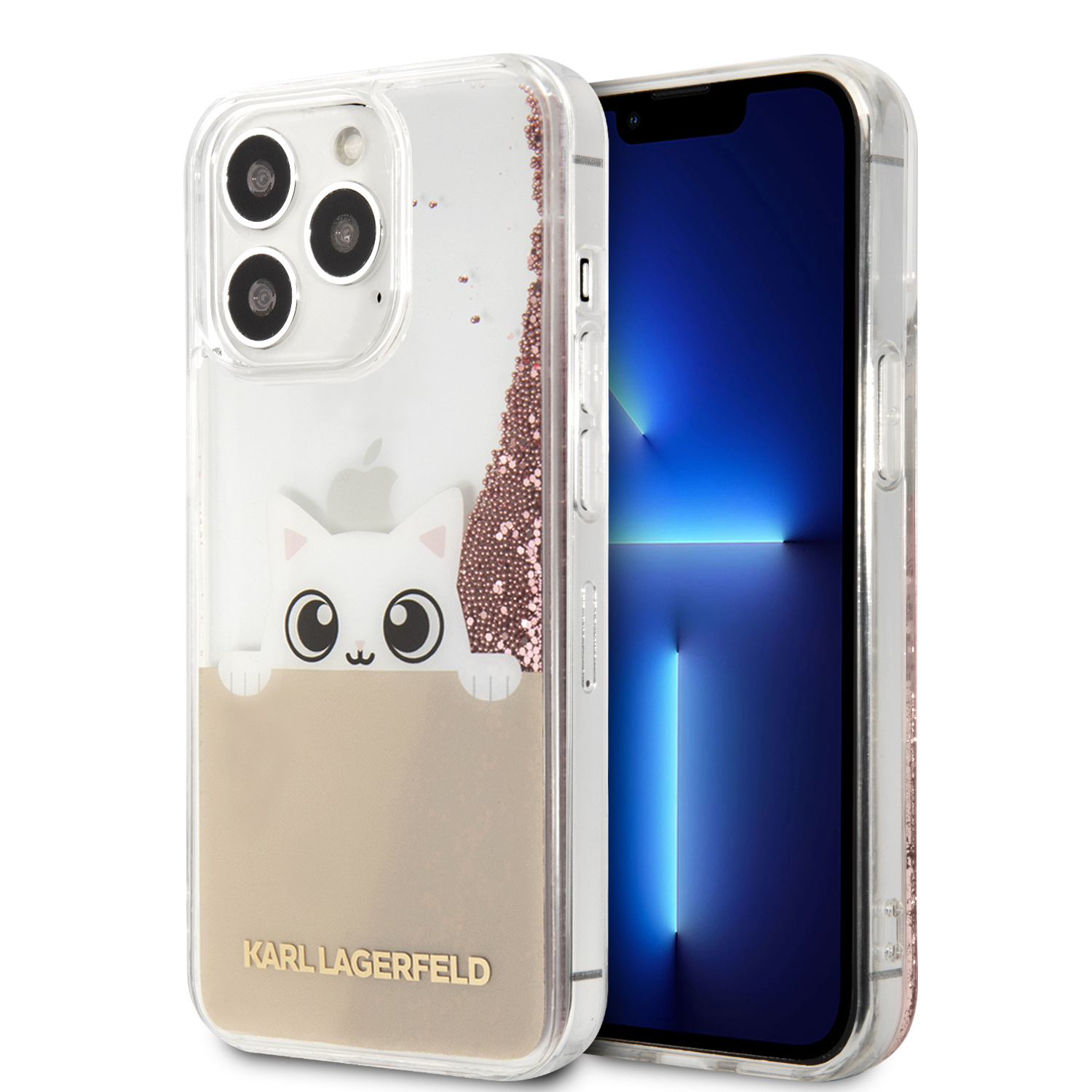 KLHCP13XPABGNU_1 Karl Lagerfeld Liquid Glitter Case "Peek a Boo Cover" Θήκη προστασίας – iPhone 13 Pro Max (Clear/Glitter Pink) - Image 1