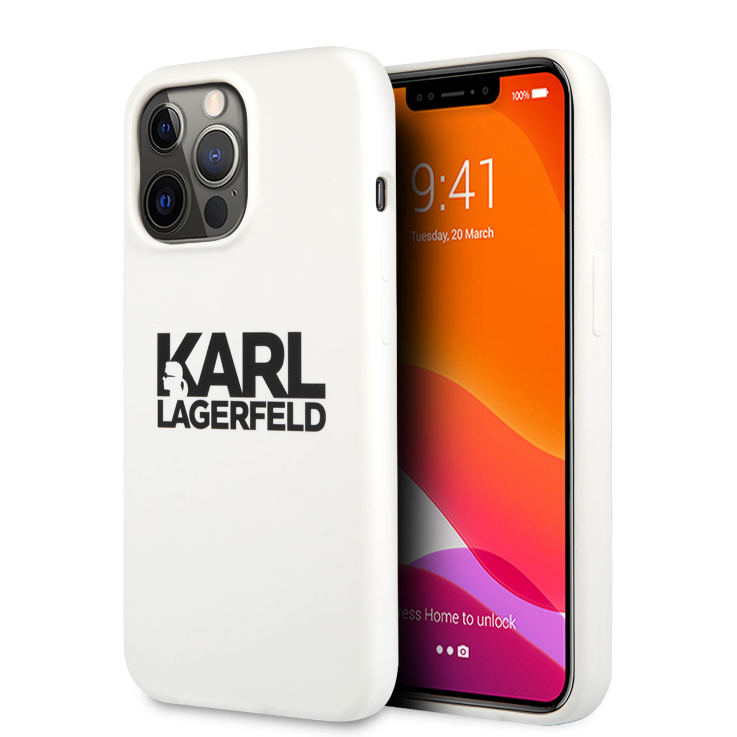 KLHCP13XSLKLWH_1 Karl Lagerfeld Hard Case Stack Logo Back Θήκη προστασίας – iPhone 13 Pro Max (White) - Image 1