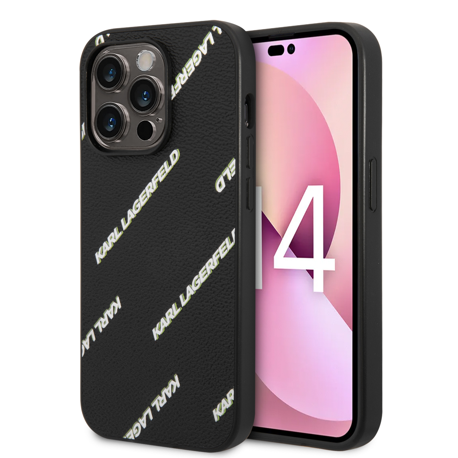 KLHCP14LPGMLKFK_1 Karl Lagerfeld Logomania Θήκη προστασίας από δερματίνη – iPhone 14 (Μαύρο – KLHCP14LPGMLKFK) - Image 1