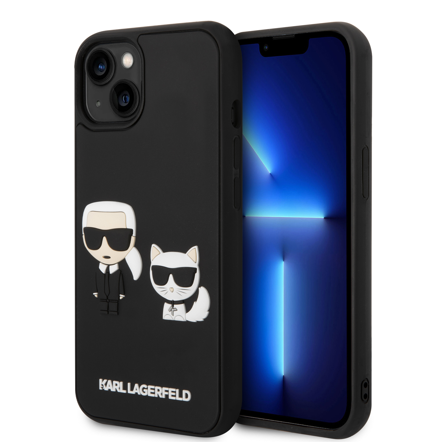 KLHCP14M3DRKCK_1-1 Karl Lagerfeld 3D Rubber Case Karl & Choupette Θήκη προστασίας από σιλικόνη – iPhone 14 Plus (Μαύρο - KLHCP14M3DRKCK) - Image 1