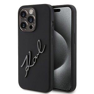 Karl Lagerfeld “Karl Script Logo” Hard Case Θήκη προστασίας από σιλικόνη – iPhone 15 Pro (Black – KLHCP15LSKSBMCK)