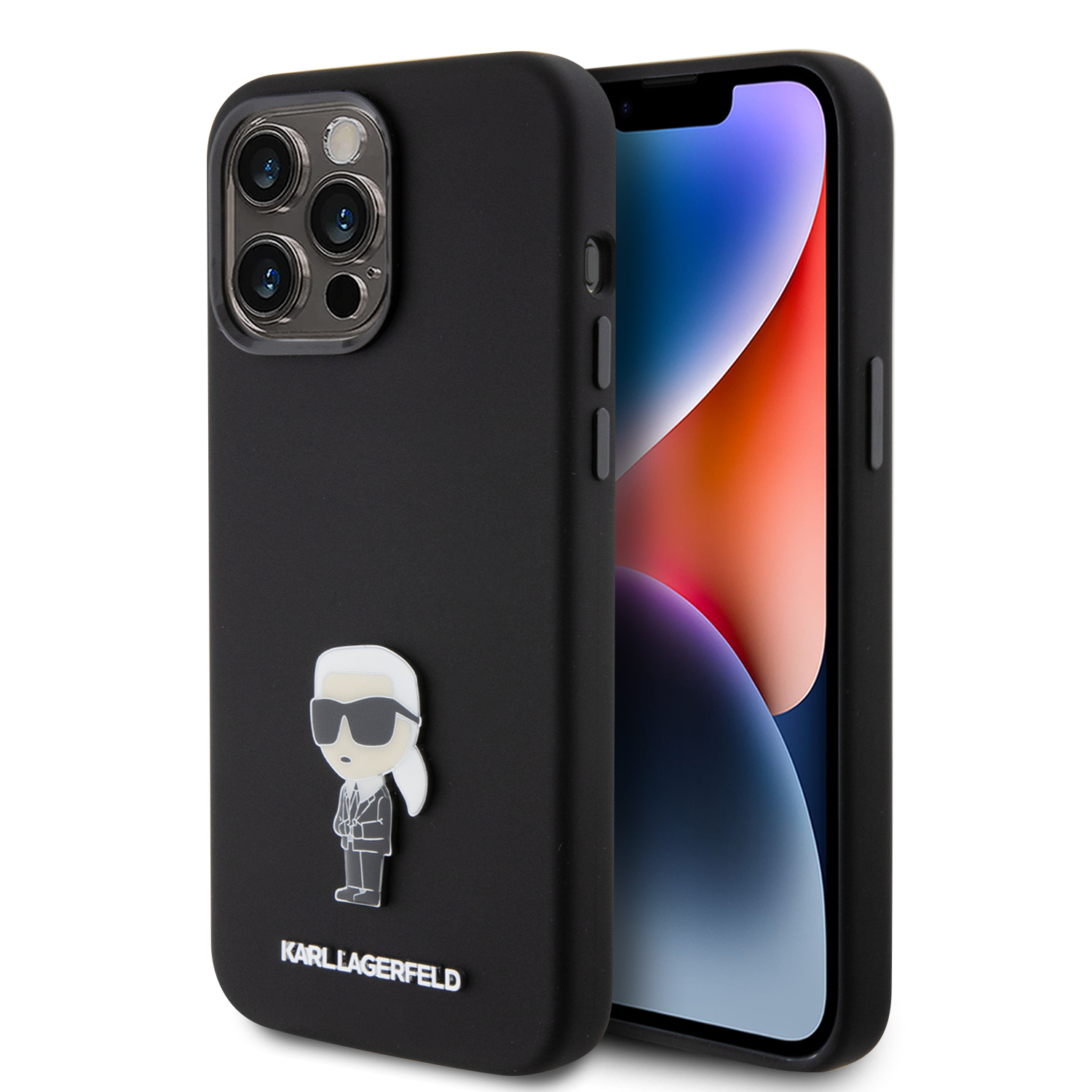 KLHCP15XSMHKNPK_1 Karl Lagerfeld Ikonik Metal Pin Hard Case Θήκη προστασίας από σιλικόνη – iPhone 15 Pro Max (Black – KLHCP15XSMHKNPK) - Image 1
