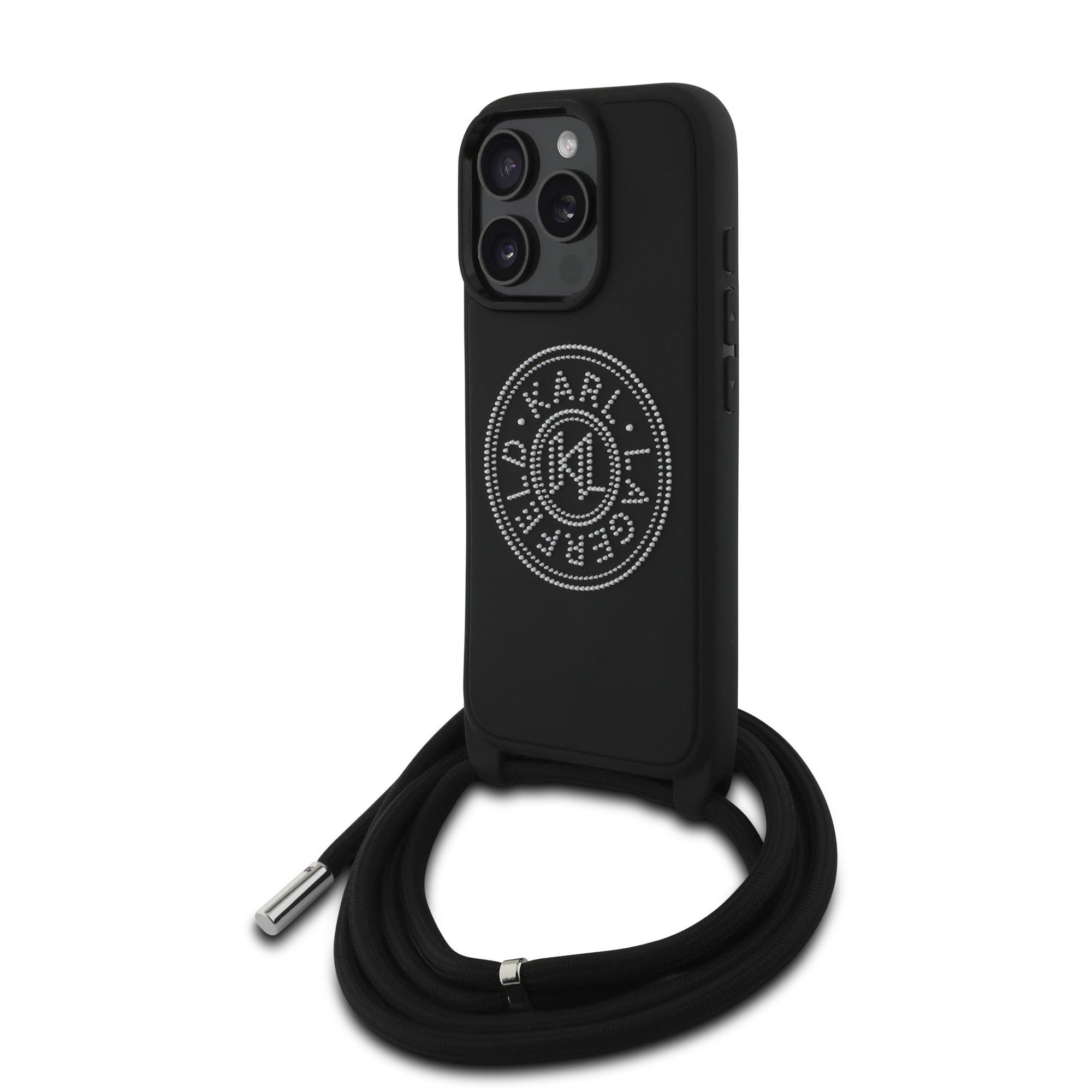 KLHCP16L3DRKLCPCH_1 Karl Lagerfeld 3D Raised Round Logo Crossbody Case Θήκη προστασίας από σκληρό πλαστικό – iPhone 16 Pro (Μαύρο – KLHCP16L3DRKLCPCH) - Image 1