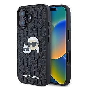 Karl Lagerfeld Monogram Ikonik Patch Saffiano Case Θήκη προστασίας από δερματίνη – iPhone 16 (Μαύρο – KLHCP16SPGKLKCPK)