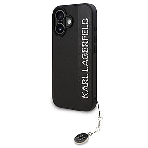 Karl Lagerfeld “Rhinestones and Charm” Θήκη προστασίας από για iPhone 16 με κρεμαστό στολίδι (Μαύρο – KLHCP16SPSAKDGCK)