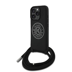 Karl Lagerfeld 3D Raised Round Logo Crossbody Case Θήκη προστασίας από σκληρό πλαστικό – iPhone 16 Pro Max (Μαύρο – KLHCP16X3DRKLCPCH)