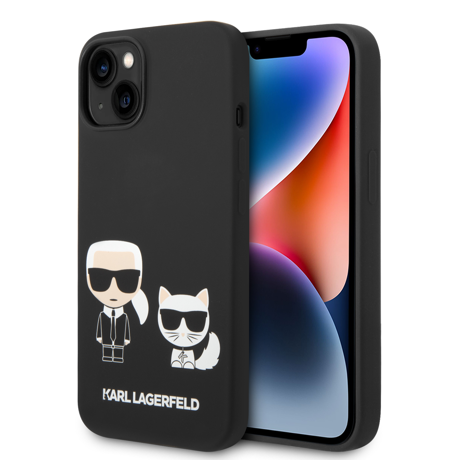 KLHMP14MSSKCK_1 Karl Lagerfeld Silicone Case Karl+Choupette Θήκη προστασίας από σιλικόνη – iPhone 14 Plus (Μαύρο – KLHMP14MSSKCK) - Image 1