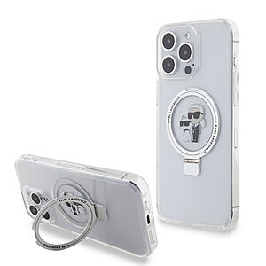 Karl Lagerfeld Magsafe Ringstand Case "Karl & Choupette's Head" Θήκη προστασίας από σκληρό πλαστικό για iPhone 15 Pro Max (Διάφανο – KLHMP15XHMRSKCH)