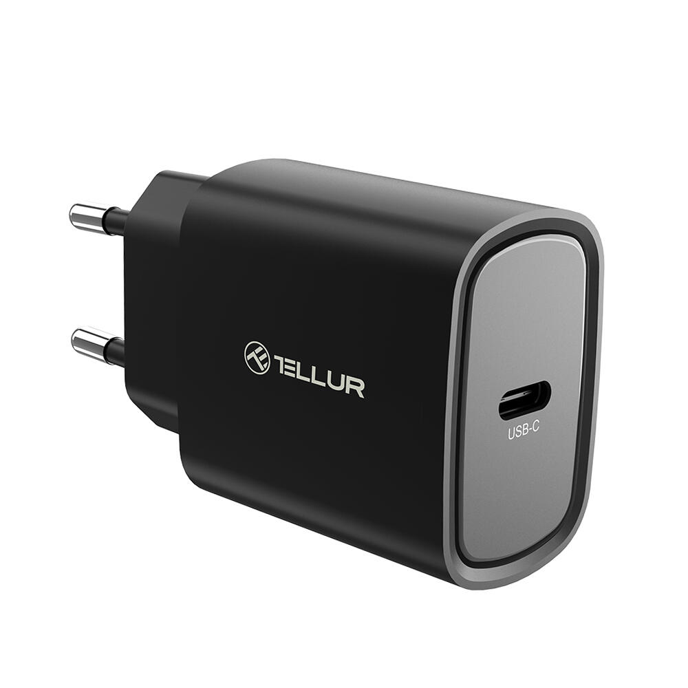TLL151421_02_LowRes-copy-compress Tellur Οικιακός Φορτιστής USB-C με PD 3.0 (PD3.0 20W) σε μαύρο χρώμα (TLL151411) - Image 1