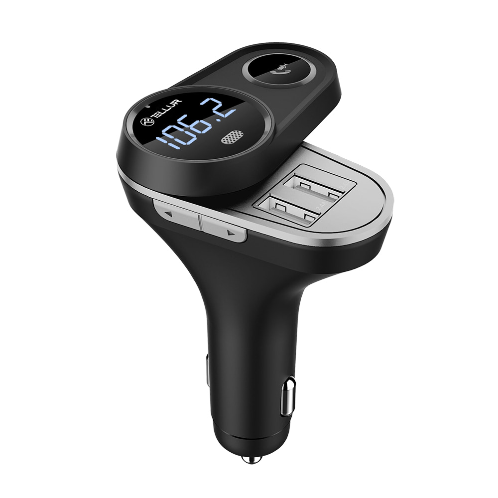 TLL622041_02 Tellur FMT‑B5 Bluetooth FM Transmitter Αυτοκινήτου με Διπλή USB & LED Ένδειξη Τάσης – Μαύρο - Image 1